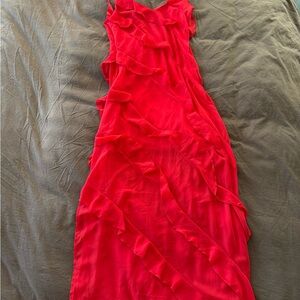 Elegant Red Ruffled Dress